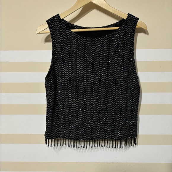 Vintage glittery black crop tank top - Picture 3 of 6